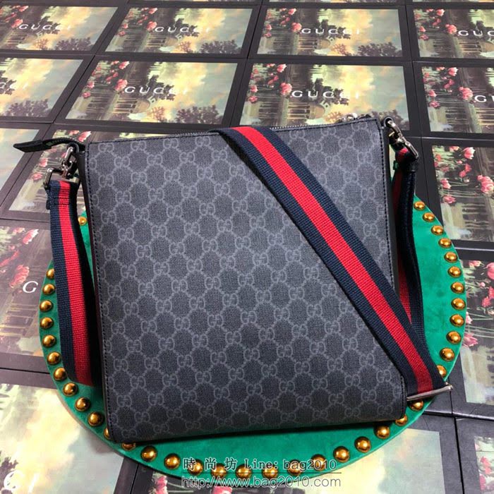 GUCCI 古馳男包 新款 474137 克pvc刺繡 中號 男士單肩包 Gucci斜挎包